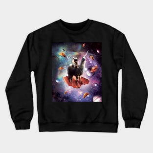 Space Pug Riding Llama Unicorn - Bacon & Taco Crewneck Sweatshirt